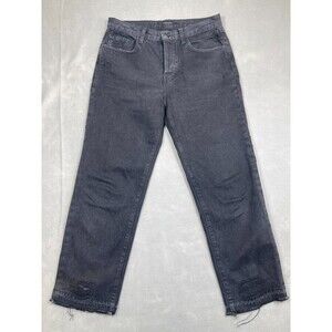 J Brand Jeans Womens Size 26 Ivy High Rise Crop Straight Distressed Black Denim